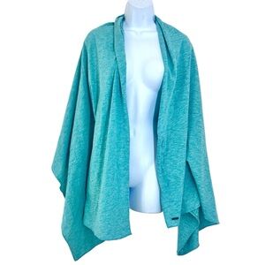 New Eddie Bauer Daisy Travel Shawl with Armholes One Size Zip Pocket Teal